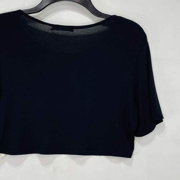 Nasty Gal Collection Women Sz 8 M Cropped T Shirt Black Crew Neck - Picture 10 of 16
